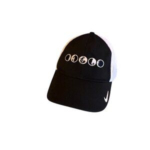 Nike Golf Flexfit Hat Adjustable Mesh Back White & Black Moon Phases Design